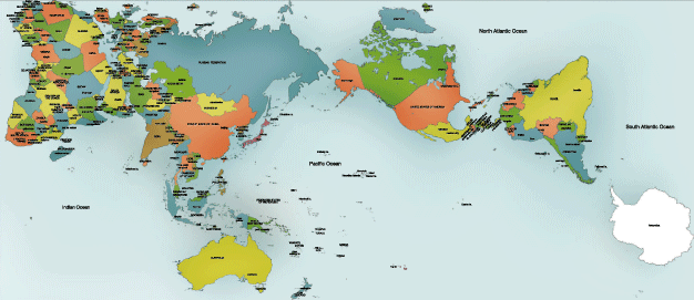 AuthaGraph World Map (preserves land mass size/shape)